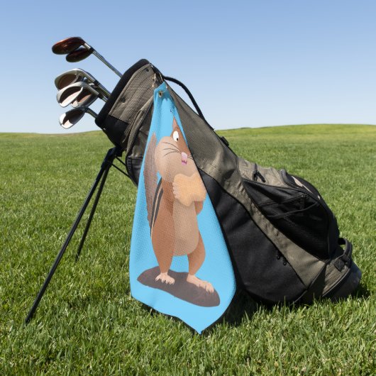 可愛いおもしろい大きなチップマンク漫画 ゴルフタオル (グリーン)