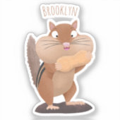 可愛いおもしろい大きなチップマンク漫画 シール (正面)