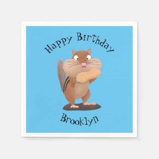 可愛いおもしろい大きなチップマンク漫画 スタンダードカクテルナプキン (正面)