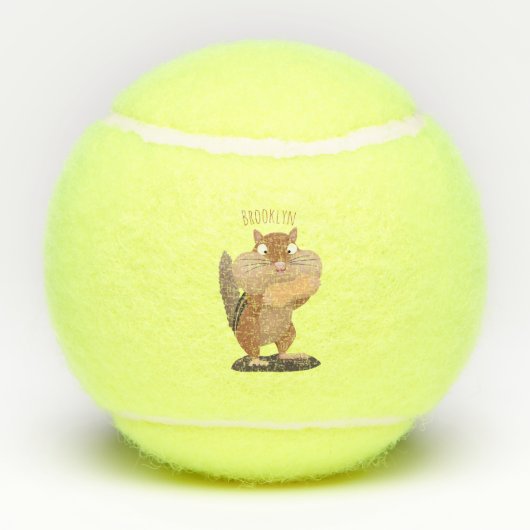 可愛いおもしろい大きなチップマンク漫画 テニスボール (裏面)