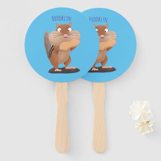 可愛いおもしろい大きなチップマンク漫画 ハンドファン (正面&裏面)