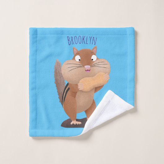 可愛いおもしろい大きなチップマンク漫画 バスタオルセット (ウォッシュタオル)