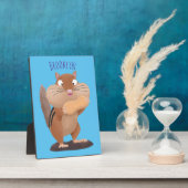 可愛いおもしろい大きなチップマンク漫画 フォトプラーク (側面)