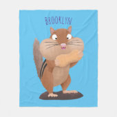 可愛いおもしろい大きなチップマンク漫画 フリースブランケット (正面)