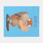 可愛いおもしろい大きなチップマンク漫画 フリースブランケット (正面(横))