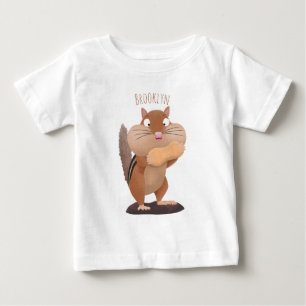 可愛いおもしろい大きなチップマンク漫画 ベビーTシャツ