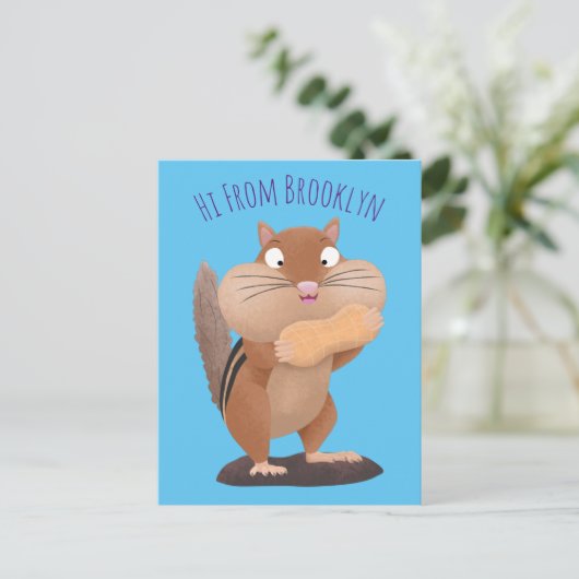 可愛いおもしろい大きなチップマンク漫画 ポストカード (スタンド正面)