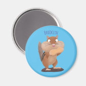 可愛いおもしろい大きなチップマンク漫画 マグネット (正面/裏面)