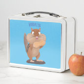 可愛いおもしろい大きなチップマンク漫画 メタルランチボックス (インサイチュ)