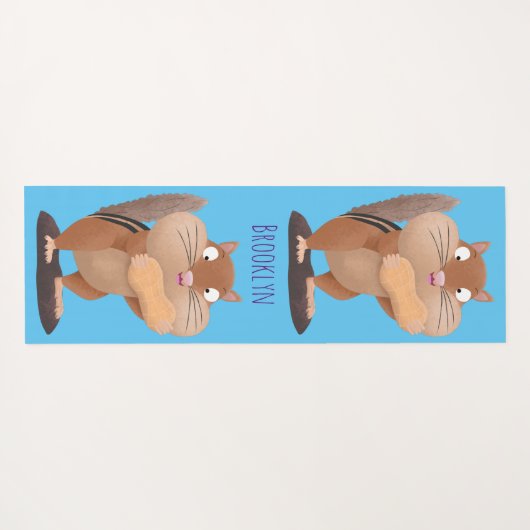 可愛いおもしろい大きなチップマンク漫画 ヨガマット (裏面(横))