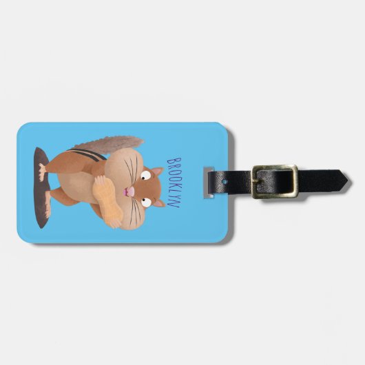 可愛いおもしろい大きなチップマンク漫画 ラゲッジタグ (正面横)