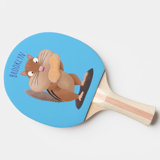 可愛いおもしろい大きなチップマンク漫画 卓球ラケット (横)