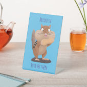 可愛いおもしろい大きなチップマンク漫画 台座サイン (インサイチュ)