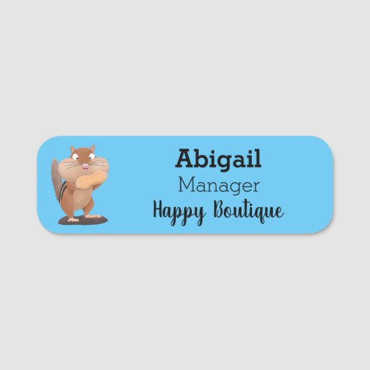 可愛いおもしろい大きなチップマンク漫画 名札 (正面)