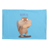 可愛いおもしろい大きなチップマンク漫画 枕カバー (裏面)