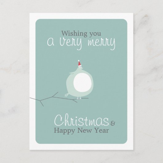 可愛いおもしろい太った鳥のクリスマス願い葉書 シーズンポストカード (正面)
