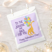 可愛いおもしろい女の子の恐竜バルーンバレンタイン フェイバーバッグ (クリップ留めされた状態)