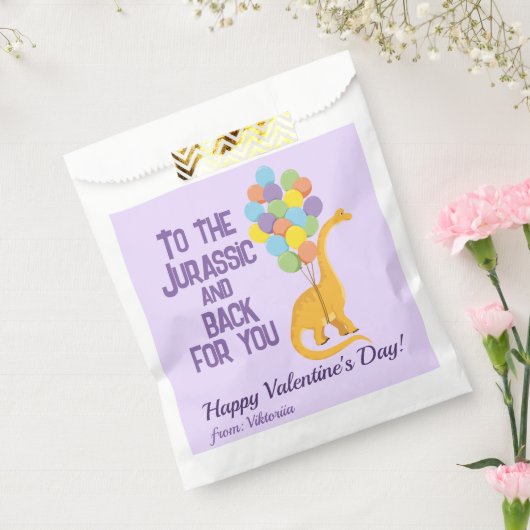可愛いおもしろい女の子の恐竜バルーンバレンタイン フェイバーバッグ (封をした状態)
