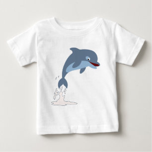 可愛いおもしろい好きマンガイルカベビーTシャツ ベビーTシャツ