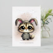 可愛いおもしろい子猫インパジャマハッピーイースター 箔シーズンカード (立ち正面)