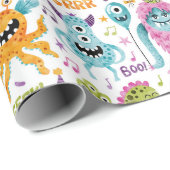 可愛いおもしろい小さなモンスター誕生日パーティー ラッピングペーパー (ロールコーナー)