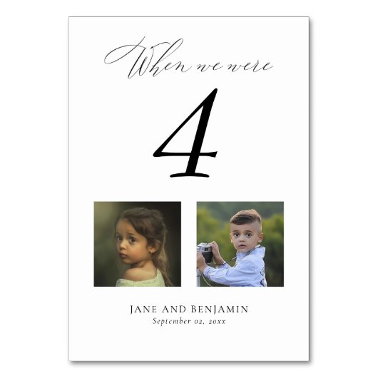 可愛いおもしろい幼少期結婚写真の表番号 テーブルナンバー (裏面)