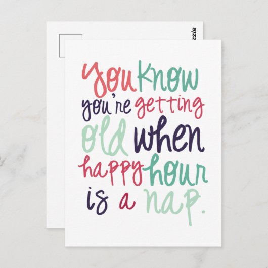 可愛いおもしろい引用文ことわざ老けたユーモア ポストカード (正面/裏面)