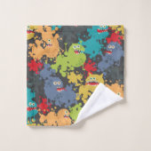 可愛いおもしろい怪物 バスタオルセット (ウォッシュタオル)