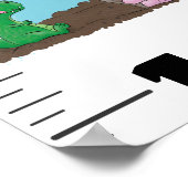 可愛いおもしろい恐竜の動物の漫画の成長チャート ポスター (角)