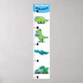 可愛いおもしろい恐竜の動物の漫画の成長チャート ポスター (正面)