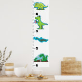 可愛いおもしろい恐竜の動物の漫画の成長チャート ポスター (キッチン)