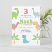 可愛いおもしろい恐竜の誕生日パーティーの招待状 シーズンカード (スタンド正面)