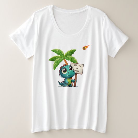 可愛いおもしろい恐竜 プラスサイズTシャツ (デザイン正面)