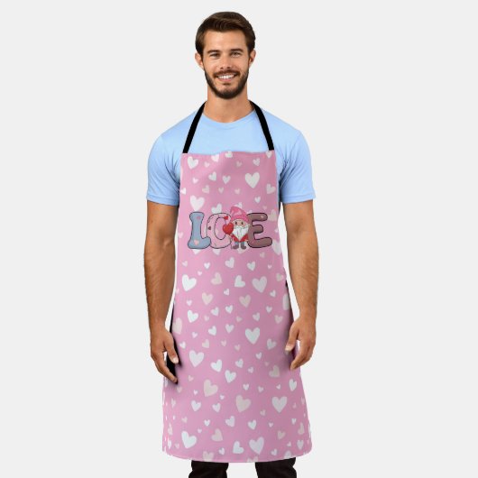 可愛いおもしろい愛のバレンタインの贈り物 エプロン (着用した状態)