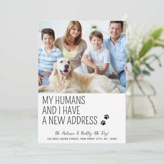 可愛いおもしろい新しい住所カスタムペット写真犬の移動 案内状 (スタンド正面)