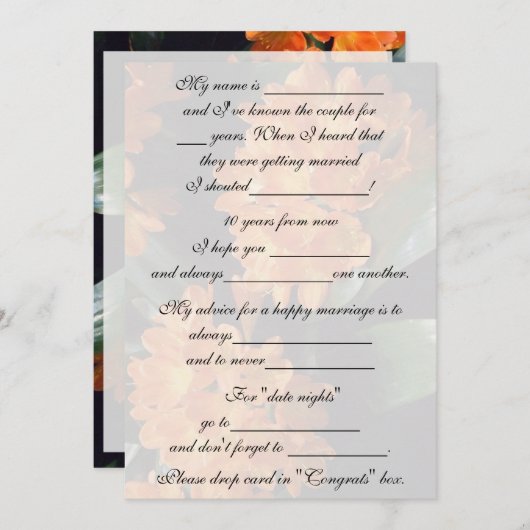 可愛いおもしろい新婦のアドバイス 招待状 (正面/裏面)