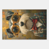 可愛いおもしろい服を着たシュナウザードッグWPA2デカップページ ラッピングペーパーシート (正面2)