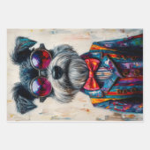 可愛いおもしろい服を着たシュナウザードッグWPA2デカップページ ラッピングペーパーシート (正面)