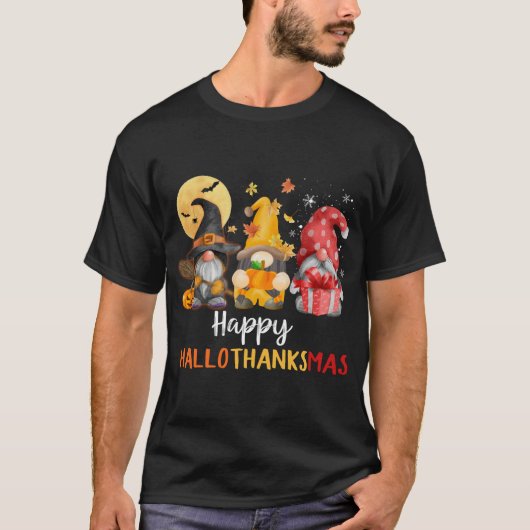可愛いおもしろい格言ハッピーハロサンクスマス秋 Tシャツ (正面)