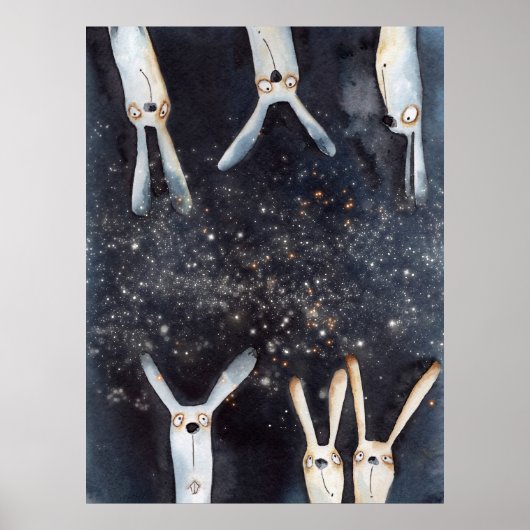 可愛いおもしろい水彩画抽象デザイン ポスター (正面)