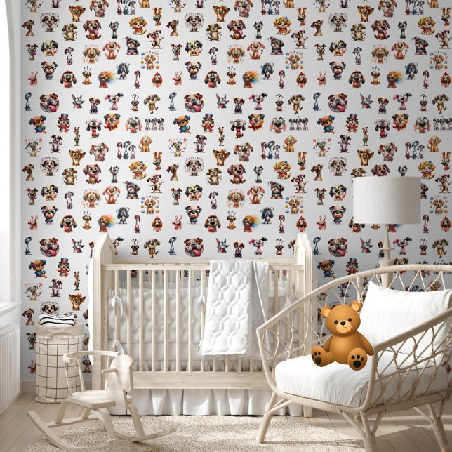 可愛いおもしろい水間抜け色の犬の子犬のパターン 壁紙 (クリエイターアップロード済み)