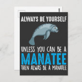 可愛いおもしろい海獣海洋生物学者のマナティー ポストカード (正面/裏面)