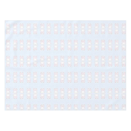 可愛いおもしろい淡い色のブルーイラストレーションパターン テーブルクロス (正面(横))