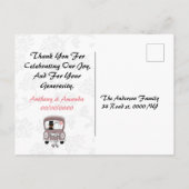 可愛いおもしろい漫画たった今結婚しました車の招待 インビテーションポストカード (裏面)