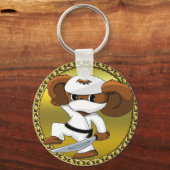 可愛いおもしろい漫画のチブラシュカの熊の剣 キーホルダー (正面)