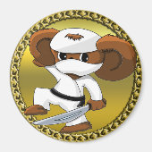 可愛いおもしろい漫画のチブラシュカの熊の剣 マグネット (正面)