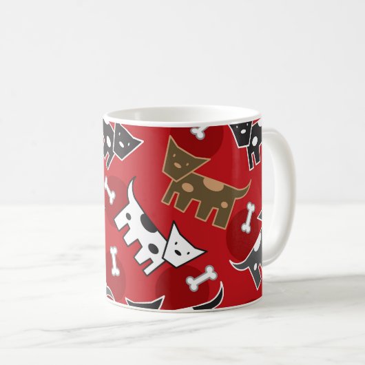 可愛いおもしろい漫画の斑点のある犬ダギー子犬の骨 コーヒーマグカップ (正面右)