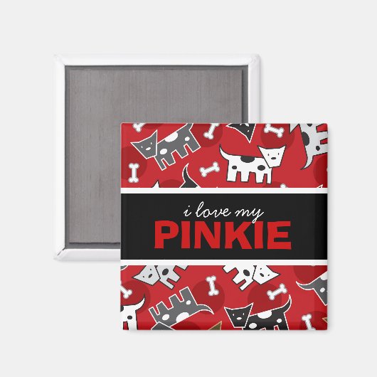 可愛いおもしろい漫画の斑点のある犬ダギー子犬の骨 マグネット (正面/裏面)