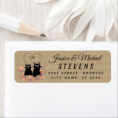 可愛いおもしろい漫画の猫カップルのラップ ラベル (インサイチュ)