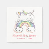 可愛いおもしろい漫画の虹のユニコーン赤ちゃんシャワー スタンダードカクテルナプキン (正面)